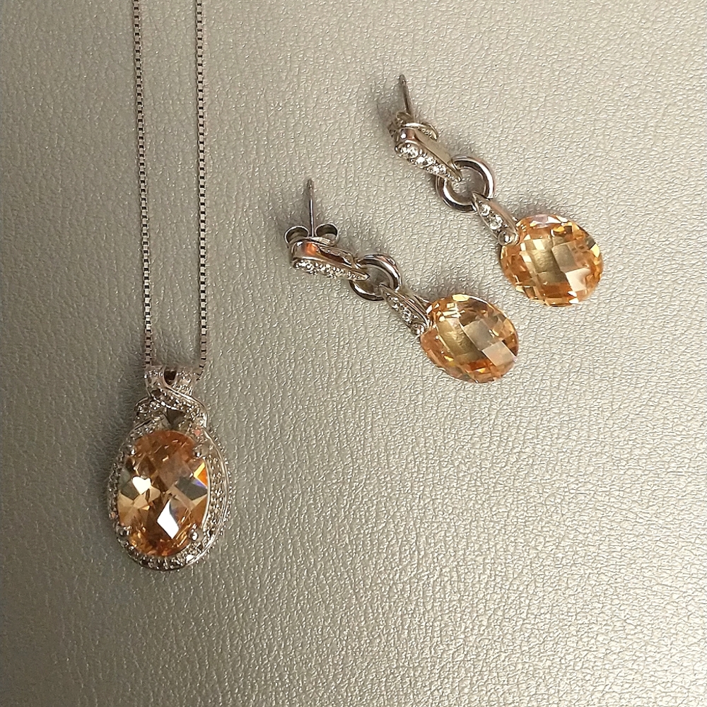 CSterling Silver Champagne CZ Set